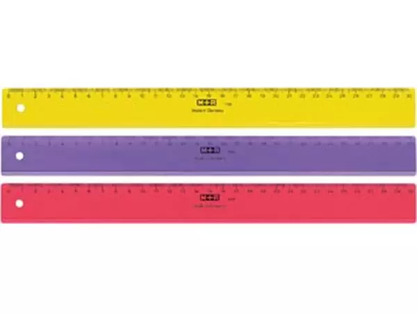 Een M+R lat, uit plastic, in geassorteerde kleuren, 30 cm koop je bij ShopXPress