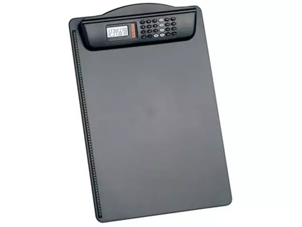 Een MAUL klemplaat hard kunststof met calculator A4 staand zwart koop je bij ShopXPress