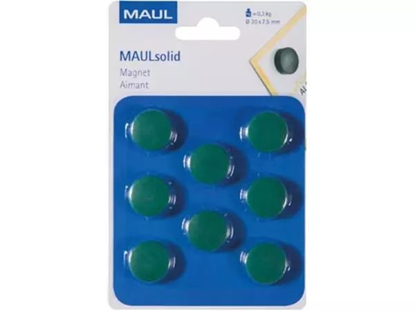 Een MAUL magneet Solid 20mm trekkracht 300gr blister 8 groen koop je bij ShopXPress