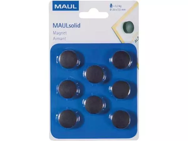 Een MAUL magneet Solid 20mm trekkracht 300gr blister 8 zwart koop je bij ShopXPress