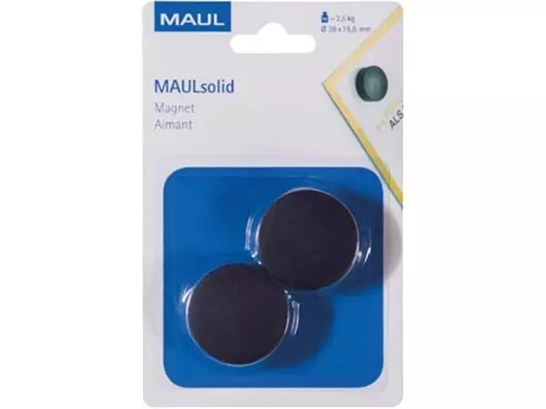 Een MAUL magneet Solid 38mm trekkracht 2.5kg blister 2 zwart koop je bij ShopXPress