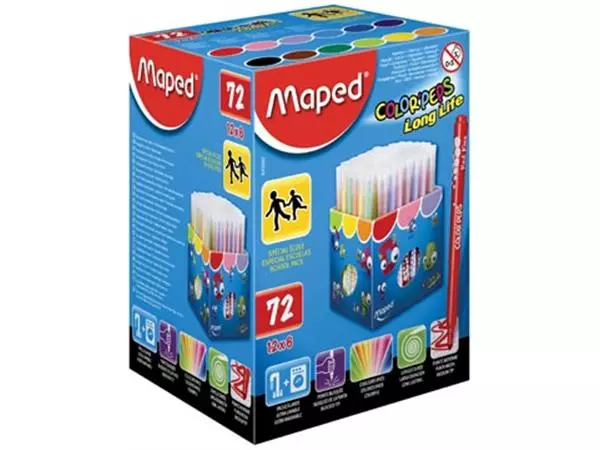 Een Maped Viltstift Color'Peps 72 stiften in een kartonnen doos (classpack) koop je bij ShopXPress