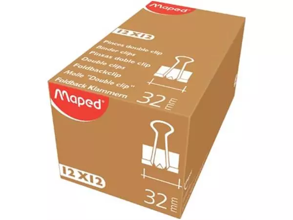 Een Maped foldbackclip 32 mm, zwart, doos van 12 stuks koop je bij ShopXPress