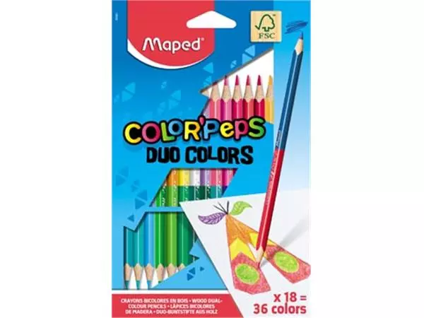 Een Maped kleurpotlood Color'Peps Duo, blister met 18 stuks koop je bij ShopXPress