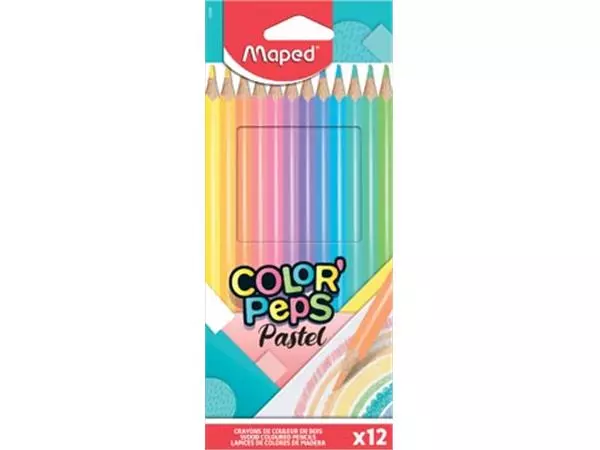 Een Maped kleurpotlood Color'Peps Pastel, 12 potloden in een kartonnen etui koop je bij ShopXPress