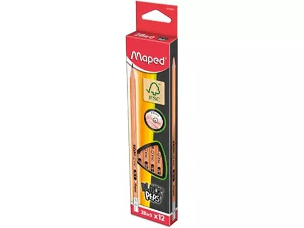 Een Maped potlood Black'Peps 2B, met gum koop je bij ShopXPress