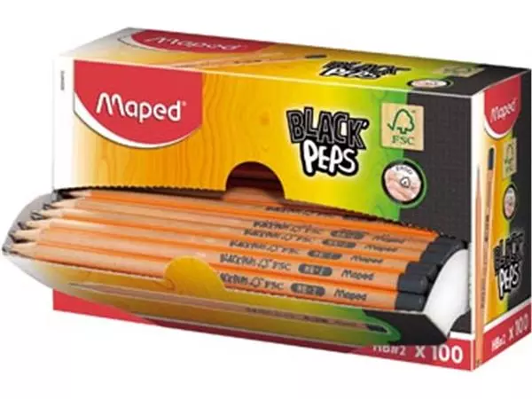 Vous pouvez acheter un Maped crayon Black'Peps HB, sans gomme, boîte de présentoir cartonné de 100 pièces chez Supplierz BV