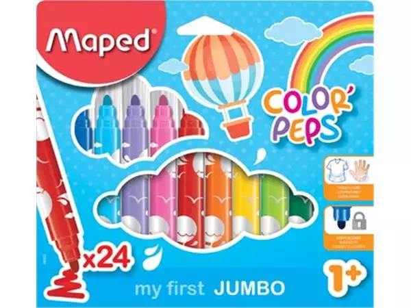 Een Maped viltstift Color'Peps Jumbo Early Age, etui van 24 stuks in geassorteerde kleuren koop je bij ShopXPress