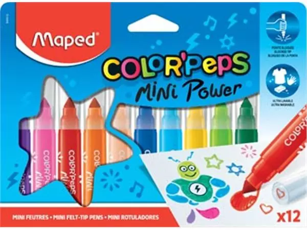 Een Maped viltstift Color'Peps Mini Jumbo, etui van 12 stuks in geassorteerde kleuren koop je bij ShopXPress