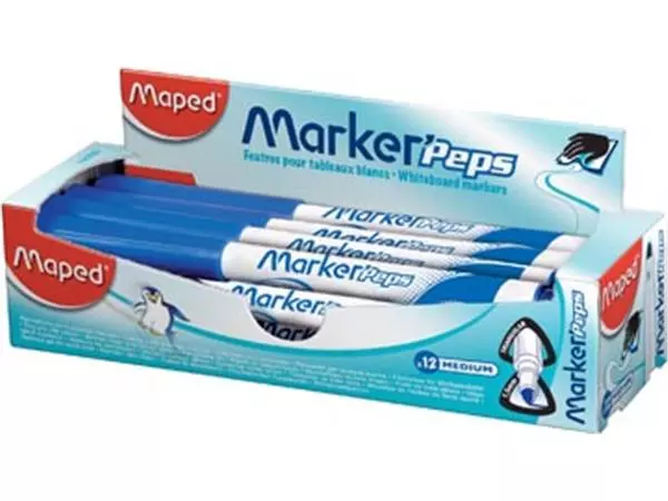 Een Maped whiteboardmarker Marker'Peps, doos van 12 stuks, blauw koop je bij ShopXPress
