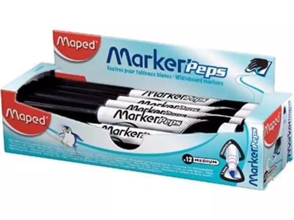 Een Maped whiteboardmarker Marker'Peps, doos van 12 stuks, zwart koop je bij ShopXPress