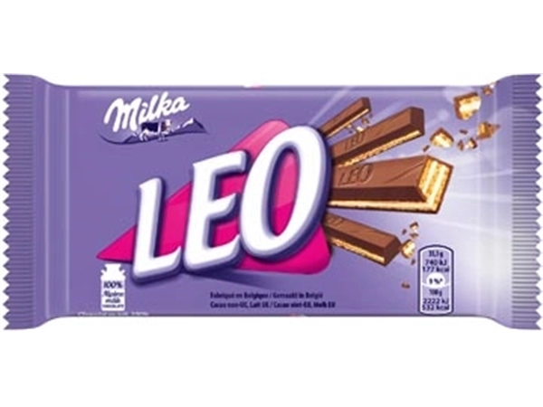 Een Milka Leo melkchocoladereep, 33 g koop je bij ShopXPress