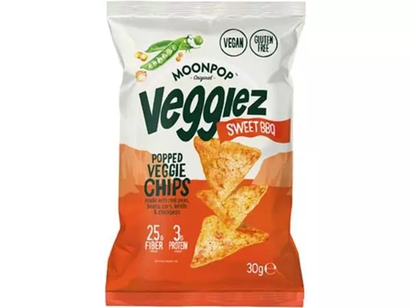 Een Moonpop Veggiez chips Sweet BBQ, zak van 30 g koop je bij ShopXPress