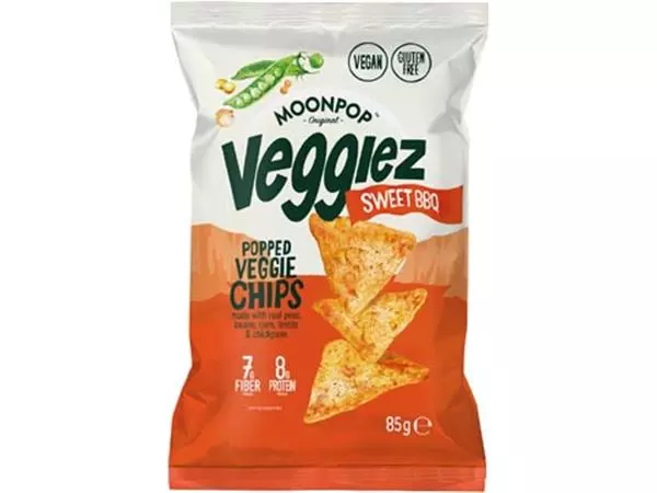 Een Moonpop Veggiez chips Sweet BBQ, zak van 85 g koop je bij ShopXPress