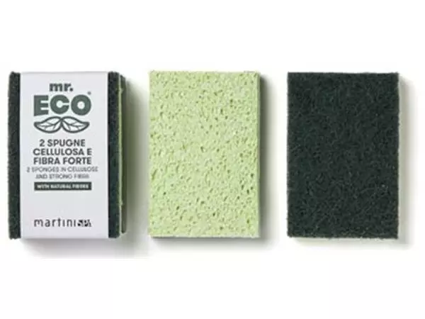 Een Mr. Eco schuurspons ft 9,8 x 6,8 x 2 cm, met stevige vezels, pak van 2 stuks koop je bij ShopXPress