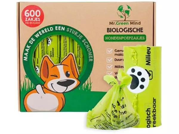 Een Mr. Green Mind hondenpoepzakjes Bio, groen, doos van 600 stuks koop je bij ShopXPress