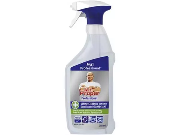 Een Mr. Proper desinfecterende ontvetter, spray van 750 ml koop je bij ShopXPress