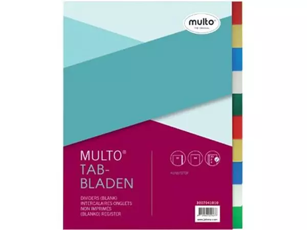 Een Multo tabbladen voor ft A4, 23-gaatsperforatie, 10-delig, geassorteerde kleuren koop je bij ShopXPress