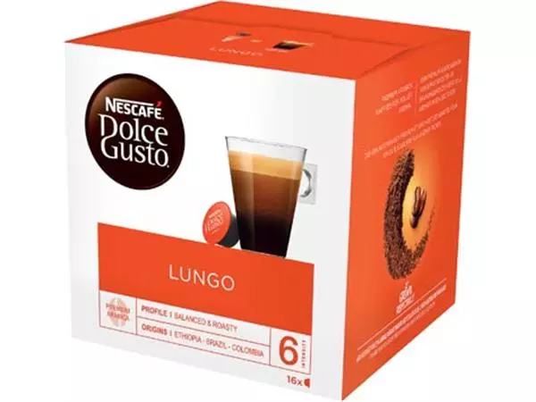 Een Nescafé Dolce Gusto koffiecapsules, Lungo, pak van 16 stuks koop je bij ShopXPress