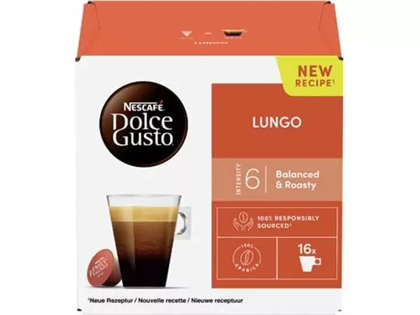 Een Nescafé Dolce Gusto koffiecapsules, Lungo, pak van 16 stuks koop je bij ShopXPress