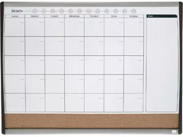 Een Nobo combibord, kurk en magnetische whiteboard maandplanner, ft 58,5 x 43 cm koop je bij ShopXPress