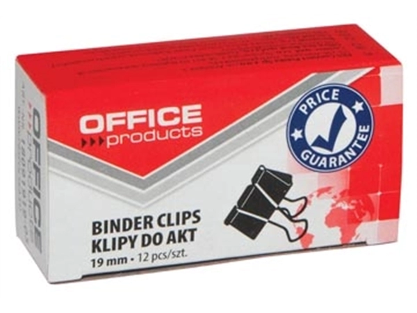 Een OFFICE products foldbackclip, zwart, 19 mm, doosje van 12 stuks koop je bij Supplierz BV