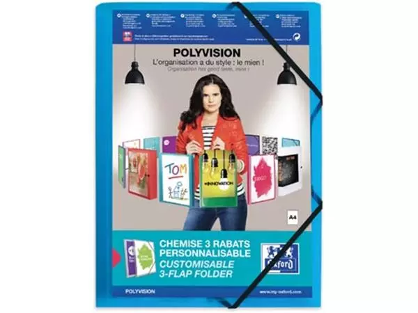 Een OXFORD Polyvision elastomap, formaat A4, uit PP, transparant blauw koop je bij ShopXPress