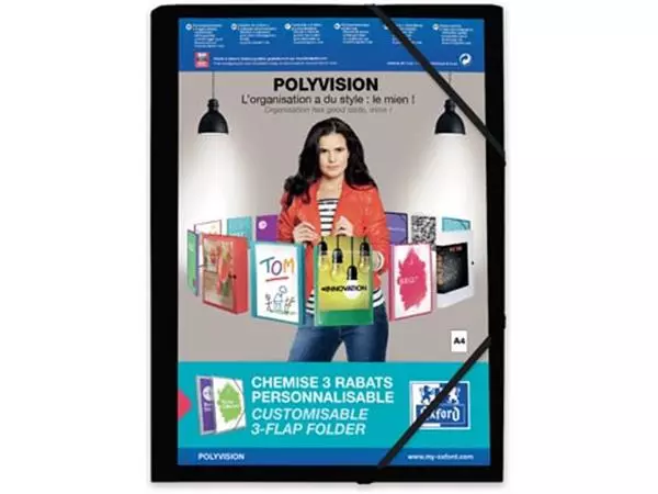 Een OXFORD Polyvision elastomap, formaat A4, uit PP, zwart koop je bij ShopXPress