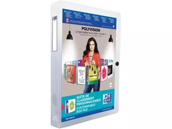 Een OXFORD Polyvision personaliseerbare elastobox, formaat A4, uit PP, rug van 4 cm, transparant koop je bij ShopXPress