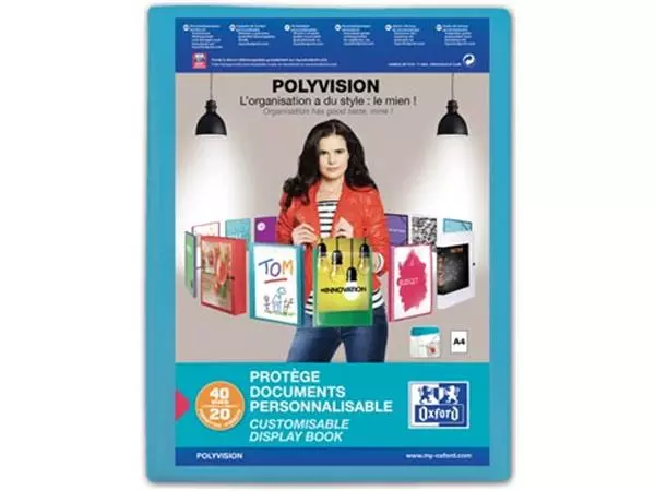 Een OXFORD Polyvision personaliseerbare presentatiealbum, formaat A4, uit PP, 20 tassen, blauw koop je bij ShopXPress