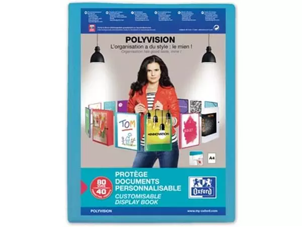 Een OXFORD Polyvision personaliseerbare presentatiealbum, formaat A4, uit PP, 40 tassen, blauw koop je bij ShopXPress