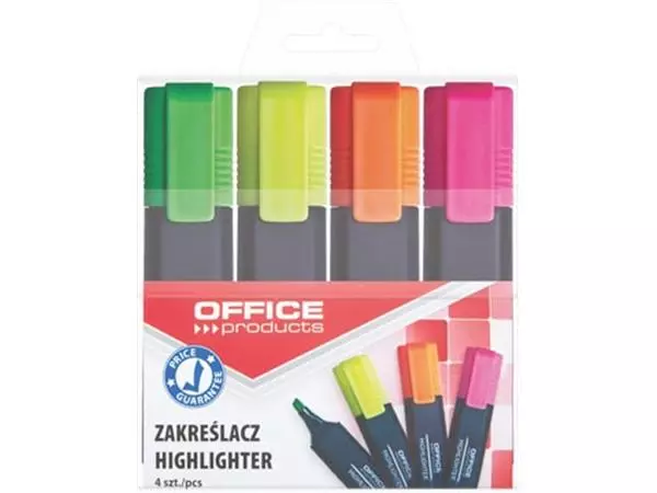 Een Office Products markeerstift, set van 4 stuks, assorti koop je bij ShopXPress