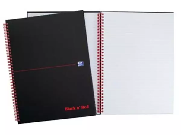 Een Oxford BLACK N' RED spiraalblok karton, 140 bladzijden ft A5, gelijnd koop je bij ShopXPress