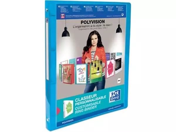 Een Oxford Polyvision ringmap, ft A4, uit PP, 4 O-ringen van 15 mm, rug van 2 cm, transparant blauw koop je bij ShopXPress