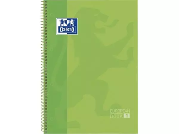 Een Oxford School Classic Europeanbook spiraalblok, ft A4+, 160 bladzijden, geruit 5 mm, groen koop je bij ShopXPress