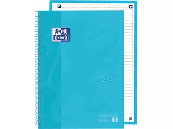 Een Oxford School Touch Europeanbook spiraalblok, ft A4+, 160 bladzijden, gelijnd, pastel blauw koop je bij ShopXPress