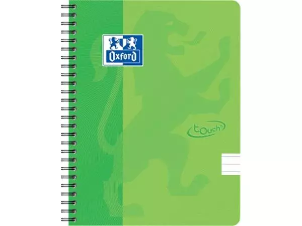 Een Oxford School Touch spiraalblok, ft A5, 140 bladzijden, gelijnd, groen (lime) koop je bij ShopXPress