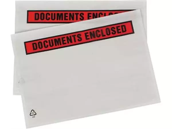 Een Paklijstenvelop Dokulops A5, ft 225 x 160 mm, doos van 1000 stuks, tekst: documents enclosed koop je bij ShopXPress