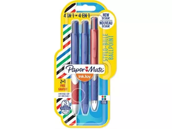 Een Paper Mate 4-kleuren balpen Inkjoy French Connection, blister 2 + 1 gratis koop je bij ShopXPress