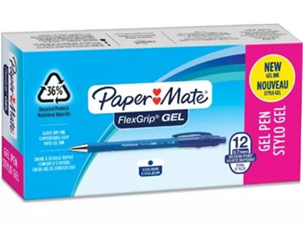 Een Paper Mate balpen Flexgrip Gel, doos van 12 stuks, blauw koop je bij ShopXPress