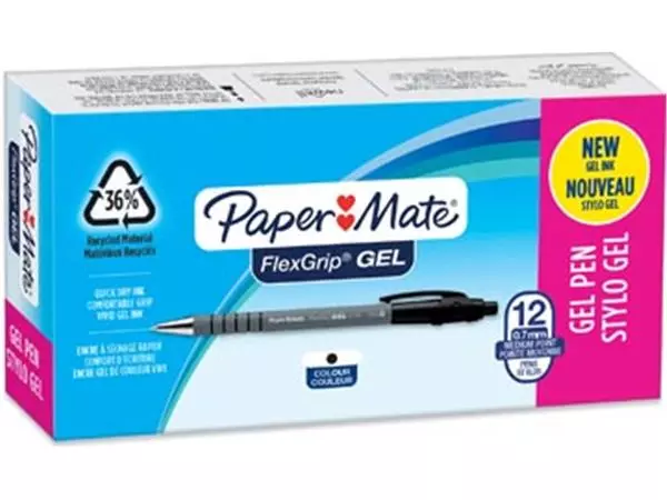 Een Paper Mate balpen Flexgrip Gel, doos van 12 stuks, zwart koop je bij ShopXPress