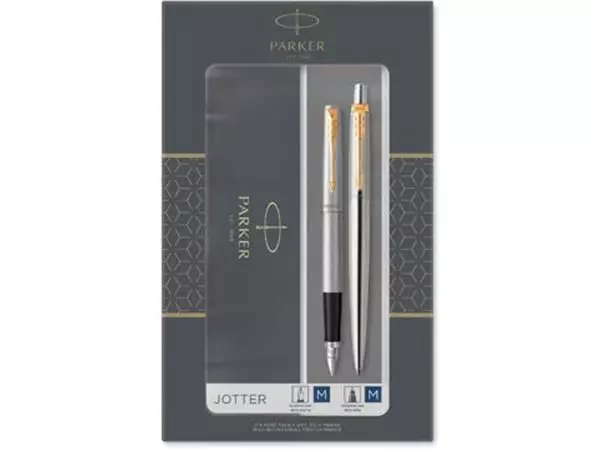 Een Parker Jotter giftbox duoset, vulpen en balpen, goud koop je bij ShopXPress