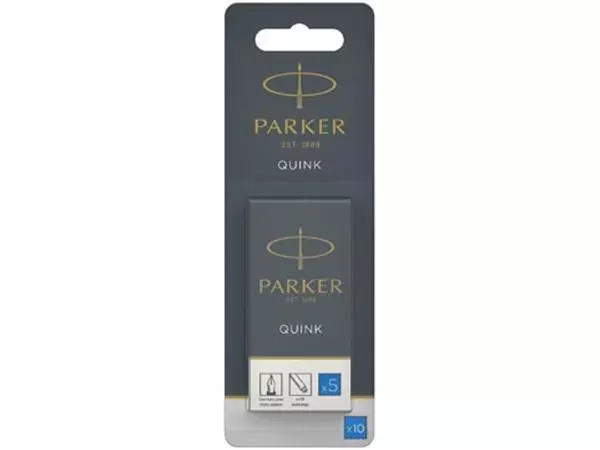 Een Parker Quink inktpatronen koningsblauw, blister met 10 stuks koop je bij ShopXPress