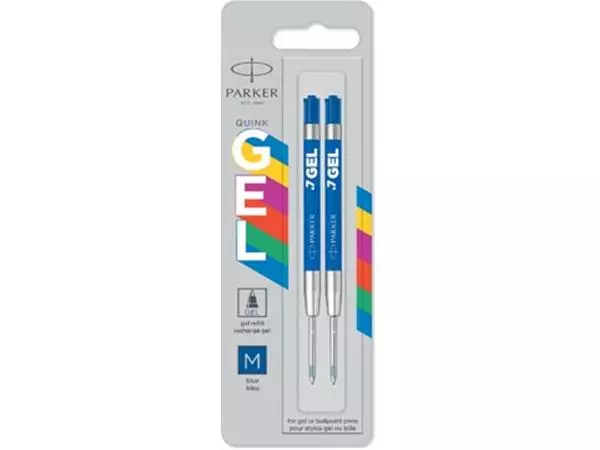 Een Parker gelvulling voor balpen medium, 0,7 mm, blauw, blister van 2 stuks koop je bij ShopXPress