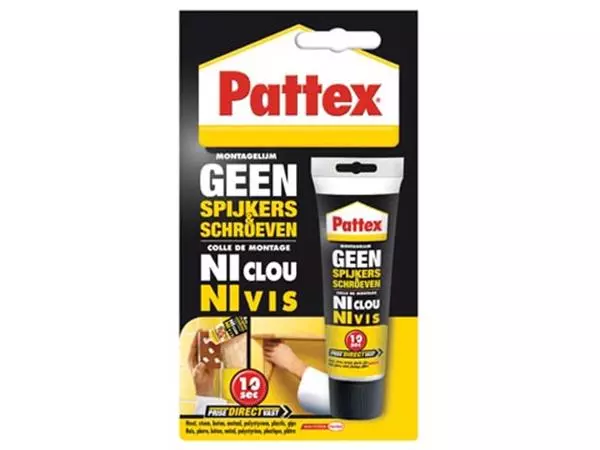 Een Pattex montagelijm Geen Spijkers & Schroeven, tube van 50 g, op blister koop je bij ShopXPress