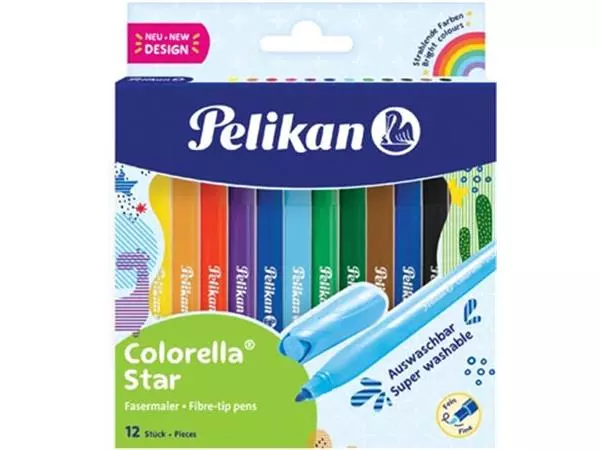 Een Pelikan Colorella Star viltstift, etui van 12 stuks koop je bij ShopXPress