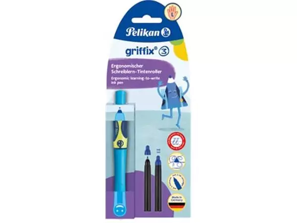 Een Pelikan Griffix roller, op blister, voor linkshandigen, blauw - groen koop je bij ShopXPress