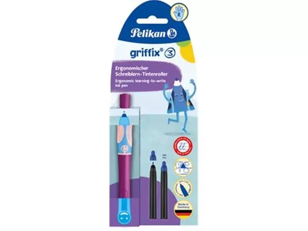 Een Pelikan Griffix roller, op blister, voor rechtshandigen, paars - blauw koop je bij ShopXPress