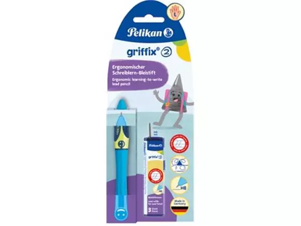 Een Pelikan Griffix vulpotlood, op blister, voor linkshandigen, blauw - groen koop je bij ShopXPress