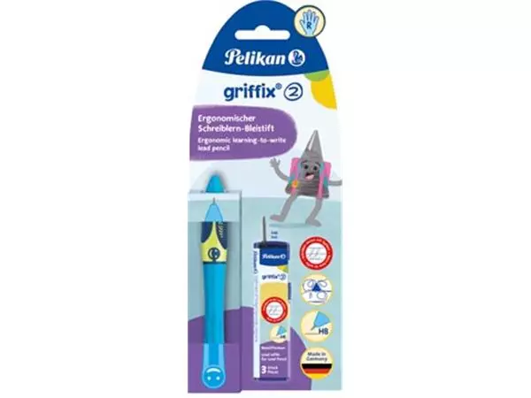 Een Pelikan Griffix vulpotlood, op blister, voor rechtshandigen, blauw - groen koop je bij ShopXPress